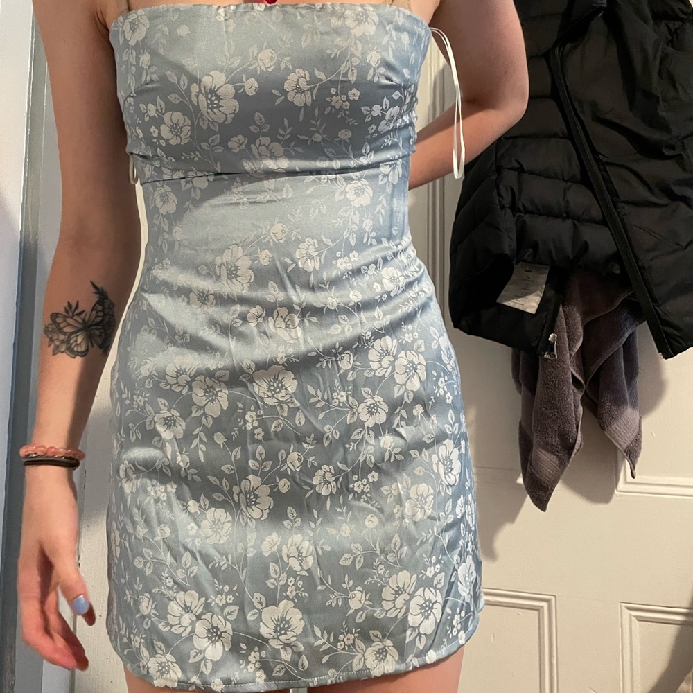 Ramie Mini Dress - blue